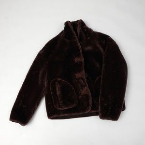 NWT Paul Smith Brown Faux Fur Crop Jacket